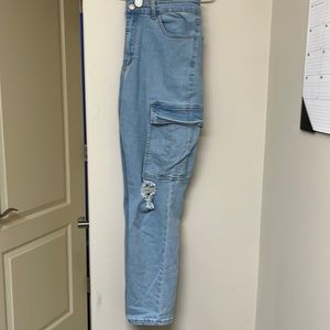Denim cargo pants.